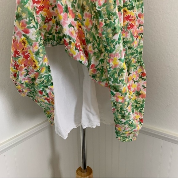 Loft Floral Tiered Peasant Swiss Dot Dress Women’s M Modal Sundress Watercolor - Picture 9 of 17